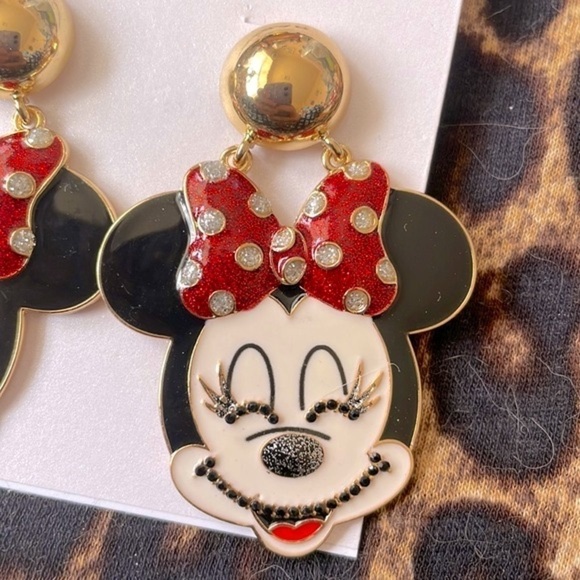 Brand New Disney x BaubleBar Minnie Mouse Sparkly Bow Drop Earrings - Picture 5 of 11